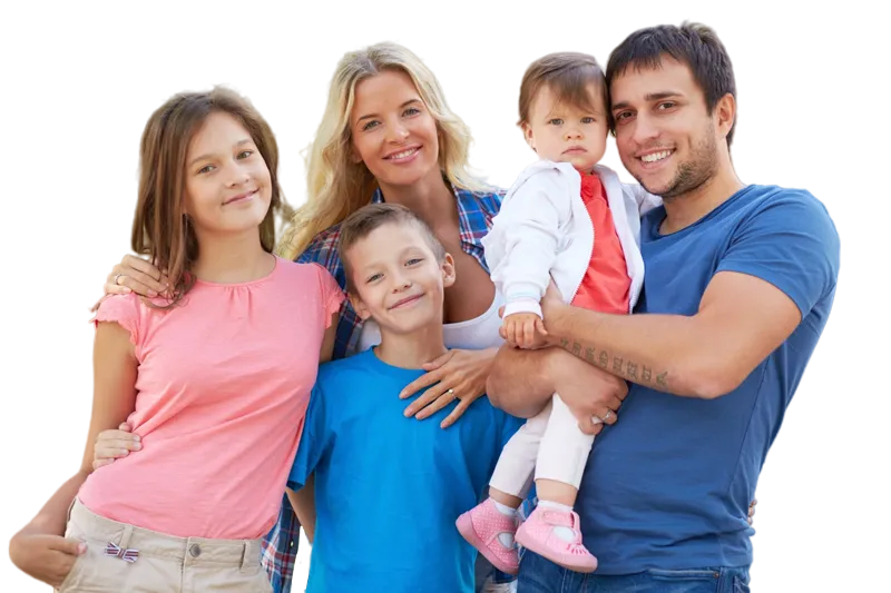 A-Happy-Family-Sponsored-to-Canada Smiling family of five thanking Immigration Pros for successful family sponsorship