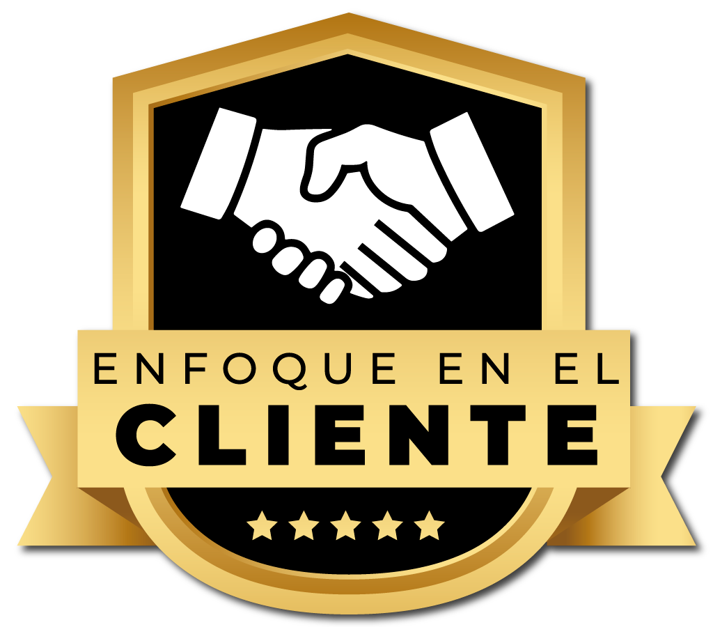 Soluciones migratorias centradas en el cliente Sello que destaca el enfoque personalizado en los servicios de inmigración
