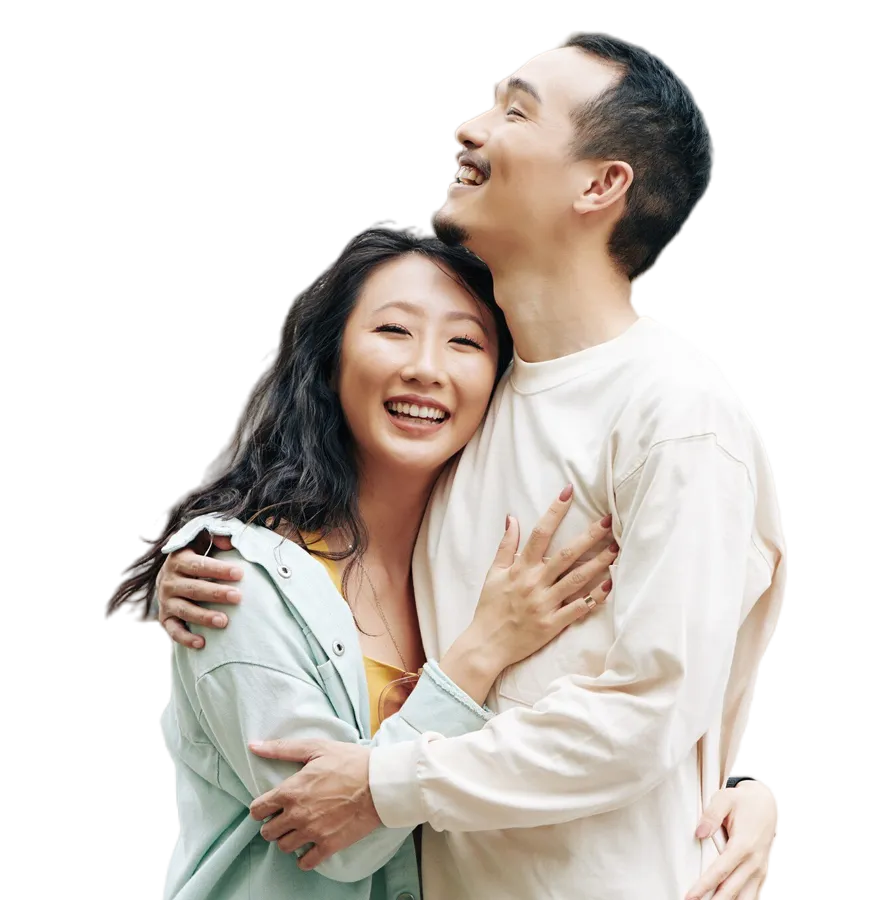 Happy couple embracing, illustrating successful spousal sponsorship in Canada.