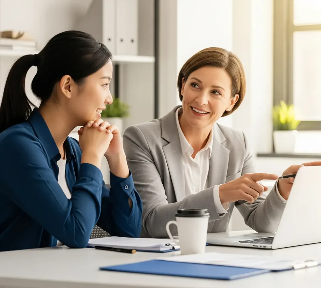 Immigration-consultant-guiding-student-on-study-permit-extension-in-Canada-2 International student studying in a bright university library in Canada after successfully extending their study permit with Immigration Pros.